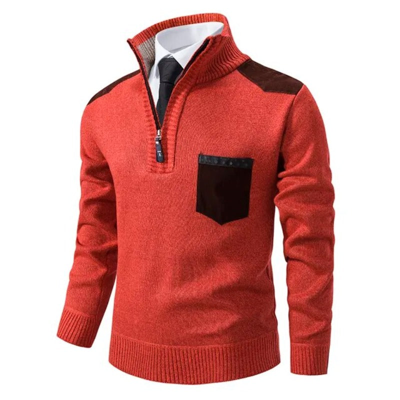 Orange Quarter Zip Sweater for men