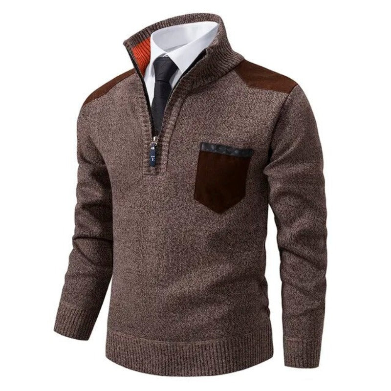 Brown Quarter Zip Sweater for men