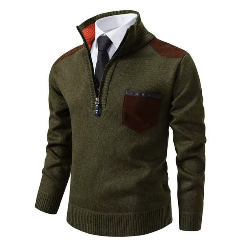 Green Quarter Zip Sweater for men
