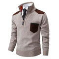 Beige Quarter Zip Sweater for men