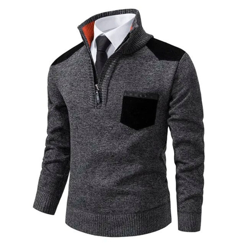 Charcoal Quarter Zip Sweater for men