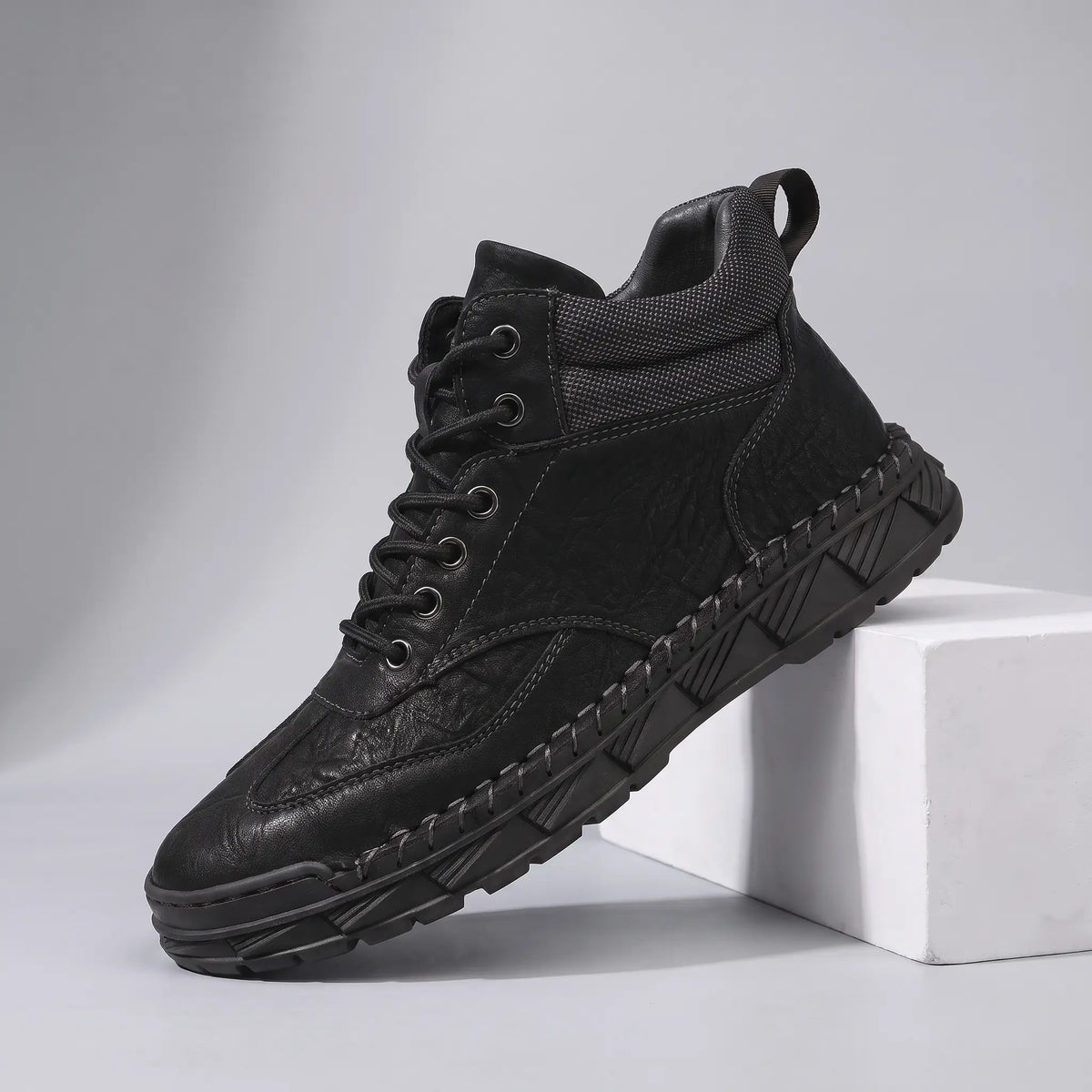 Black lace Up Ankle Boots for Men