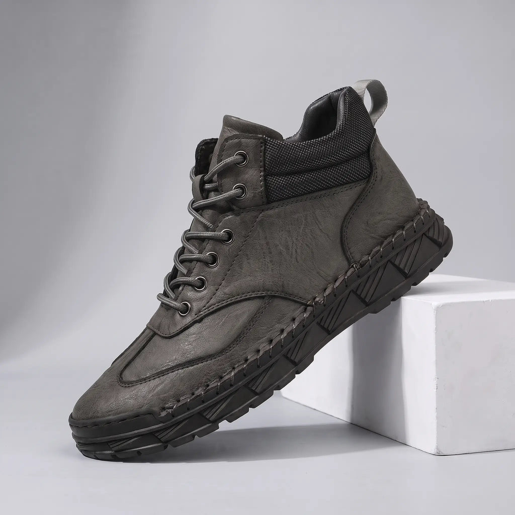 Gray lace Up Ankle Boots for Men