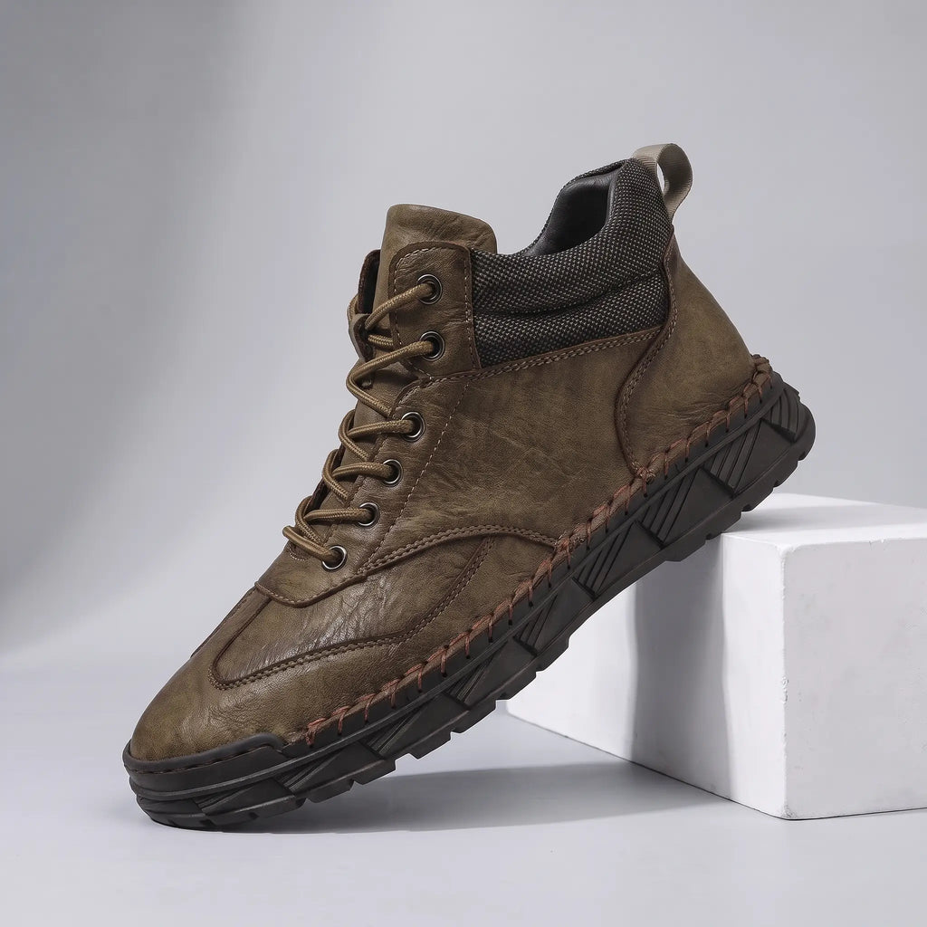 Khaki lace Up Ankle Boots for Men