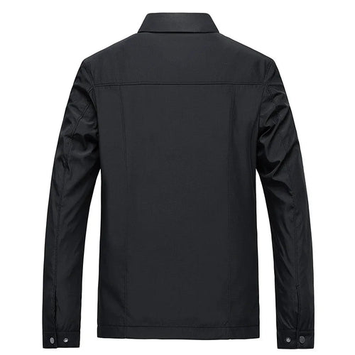 Mens harrington jacket in Black, back view
