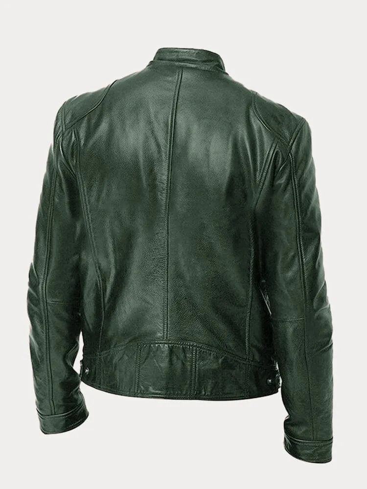 Leather Racer Jacket for men, detail 3