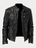 Black Leather Racer Jacket for men