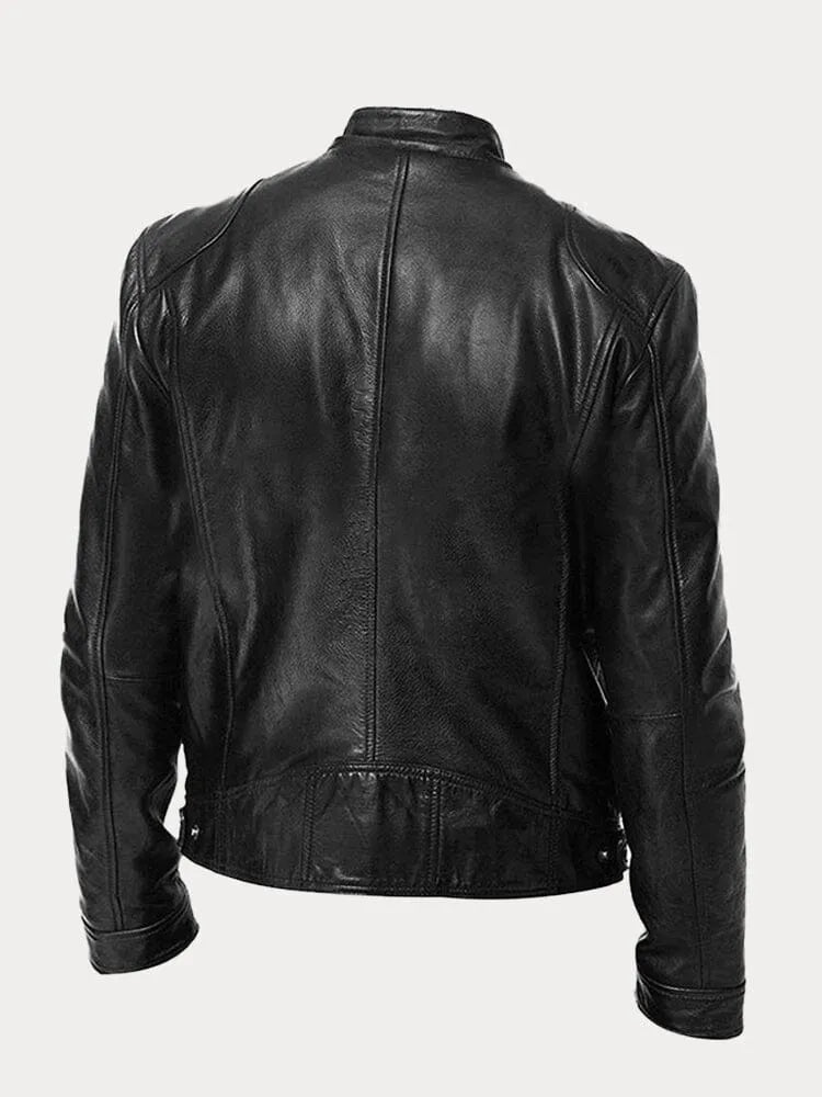 Leather Racer Jacket for men, detail 1