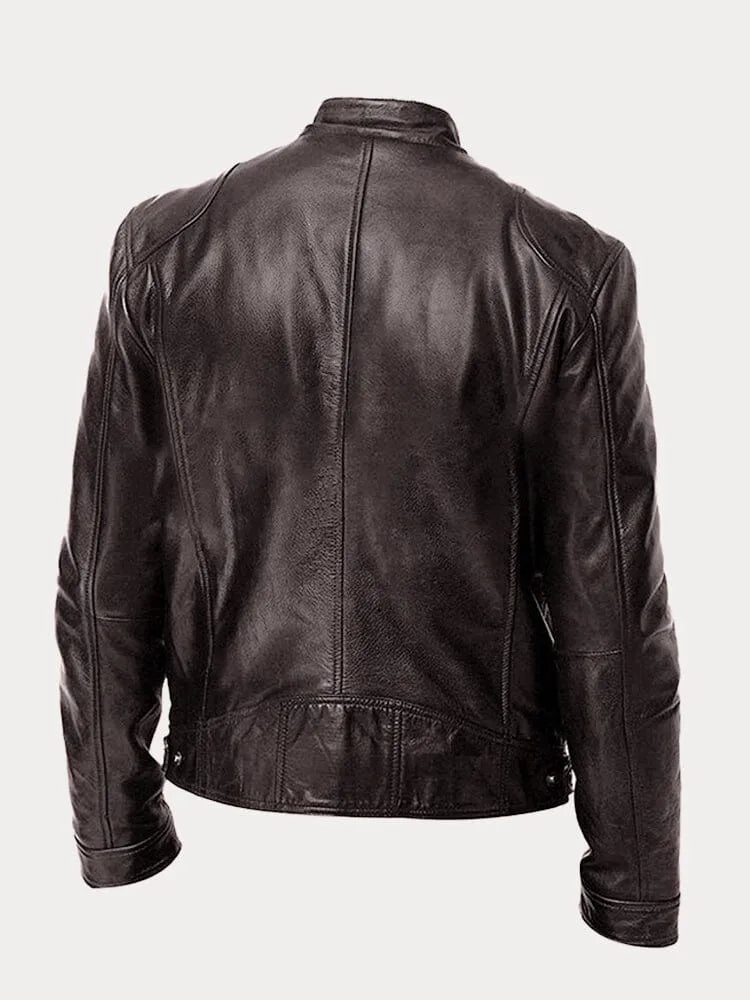 Leather Racer Jacket for men, detail 2