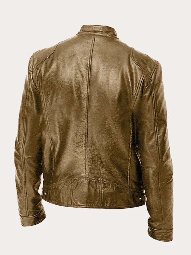 Leather Racer Jacket for men, detail 6