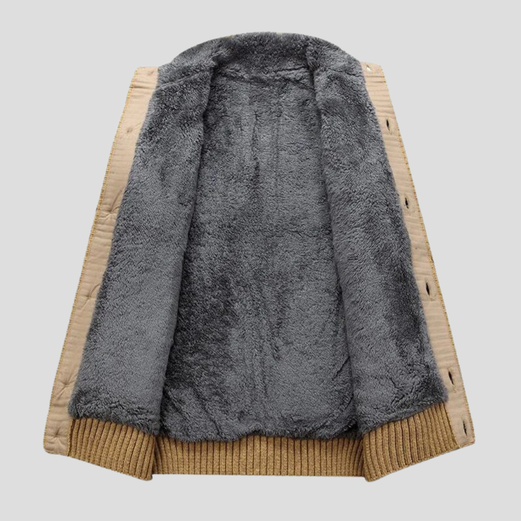 Fleece Lined Cable Knit Cardigan for Men