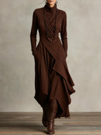 Womens maxi dress in Brown, front view