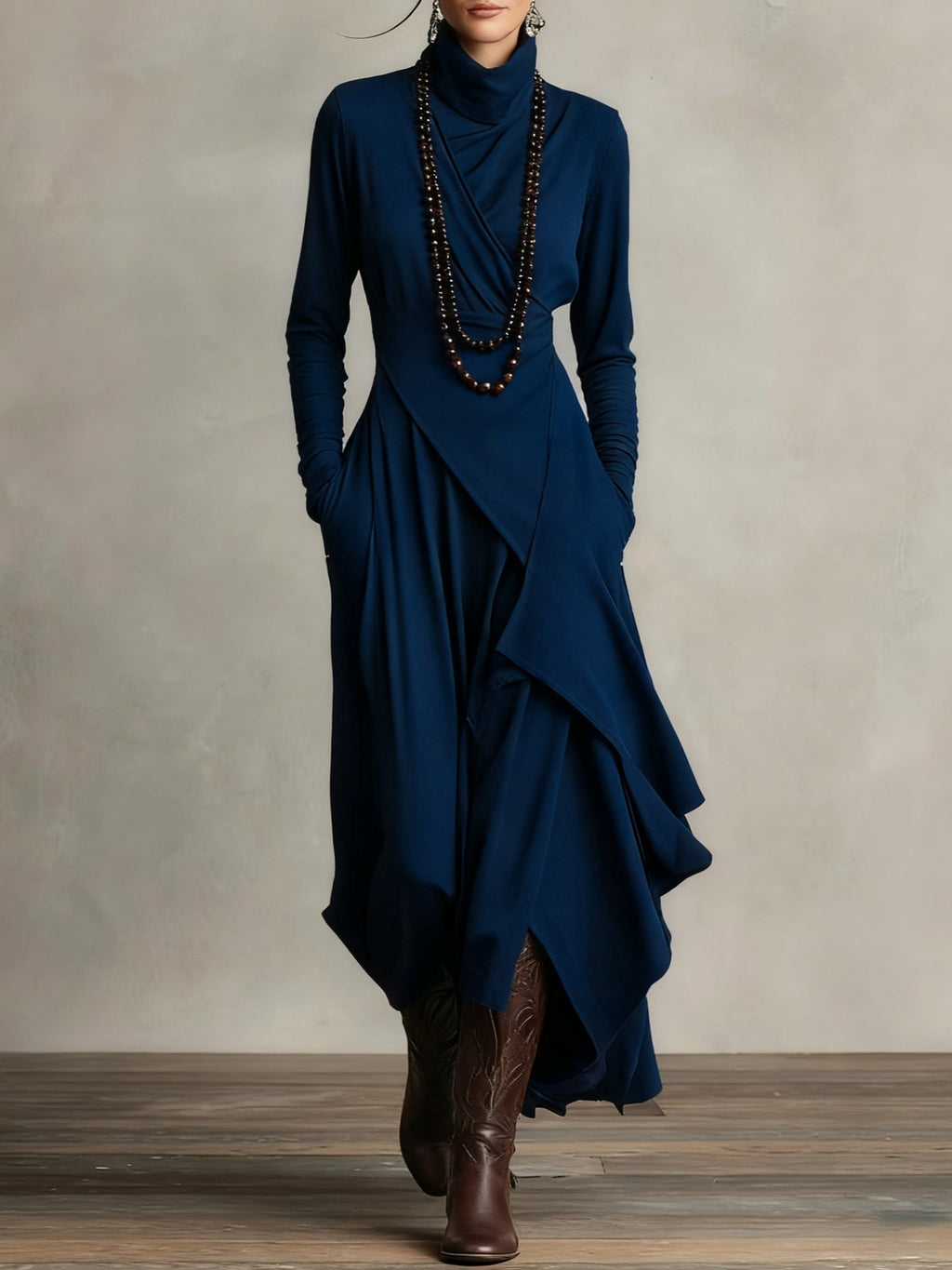 Womens maxi dress in Navy, front view