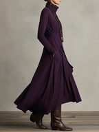 Womens maxi dress in Purple, side view walking