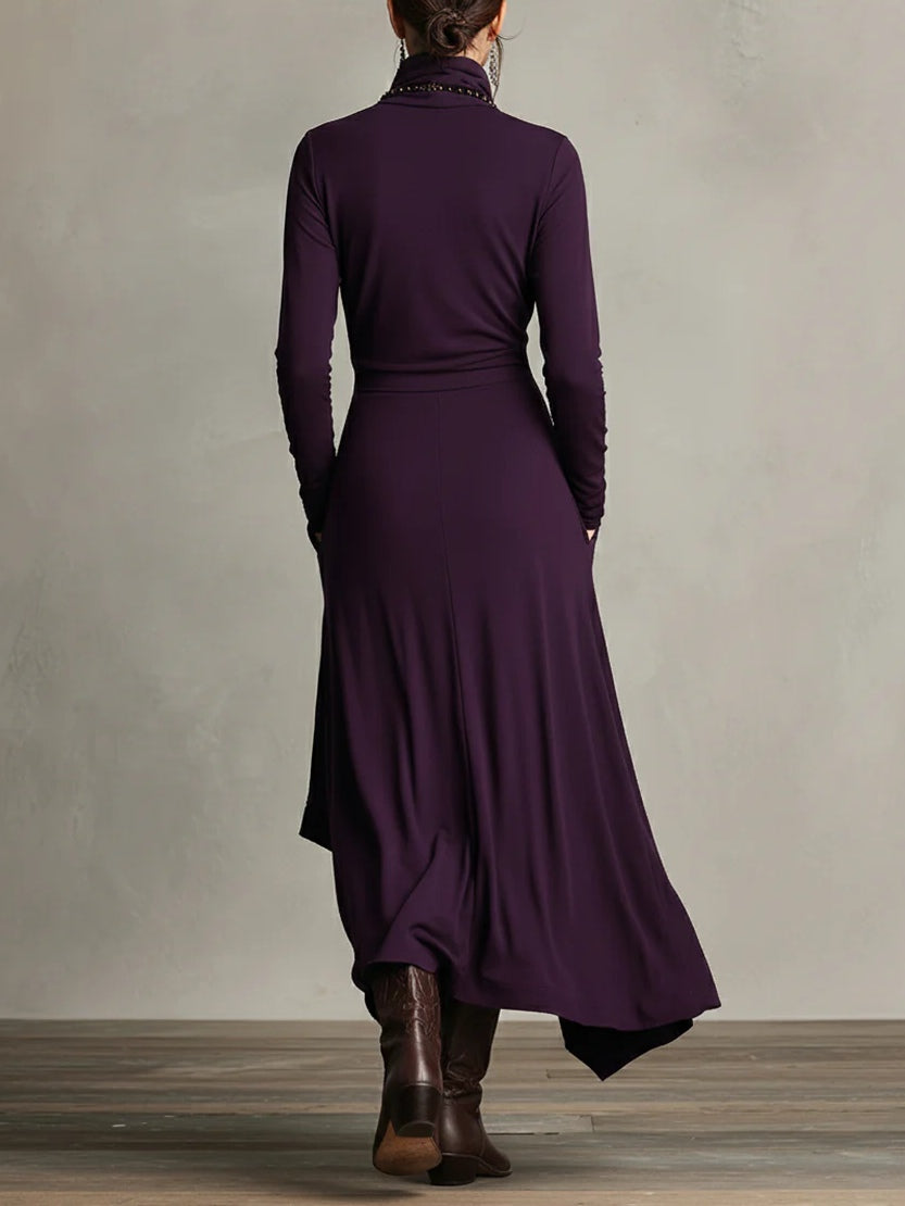 Womens maxi dress in Purple, back view