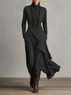 Womens maxi dress in Black, front view walking