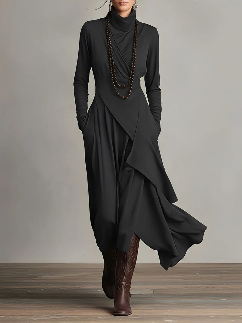 Womens maxi dress in Black, front view walking