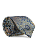Men's Beige & Navy Paisley Silk Tie Jaded