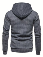 Mens waffle knit hoodie in Charcoal, back view