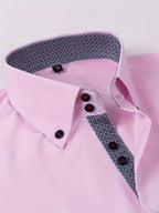 Mens dress shirt in Pink, close-up of the collar and contrast placket