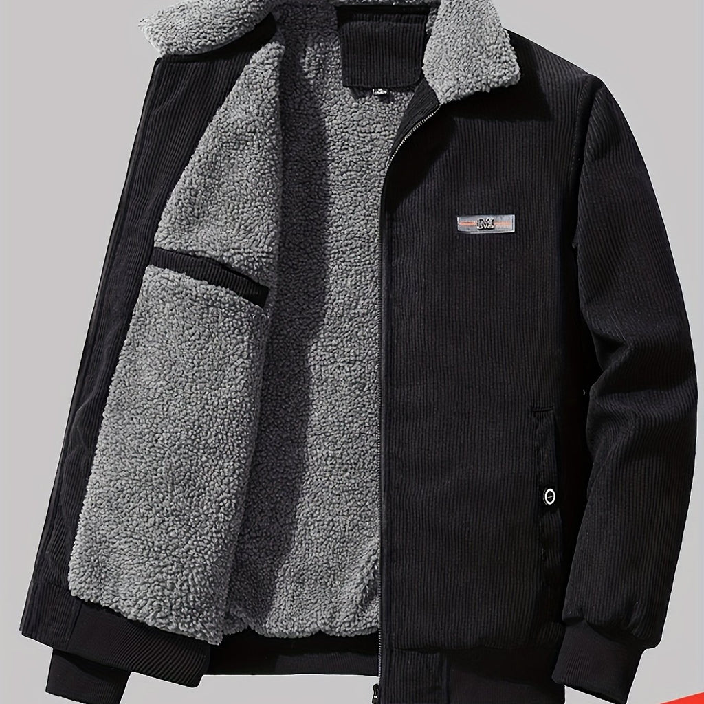 Chest Pockets Shirt Jacket with Sherpa Lining