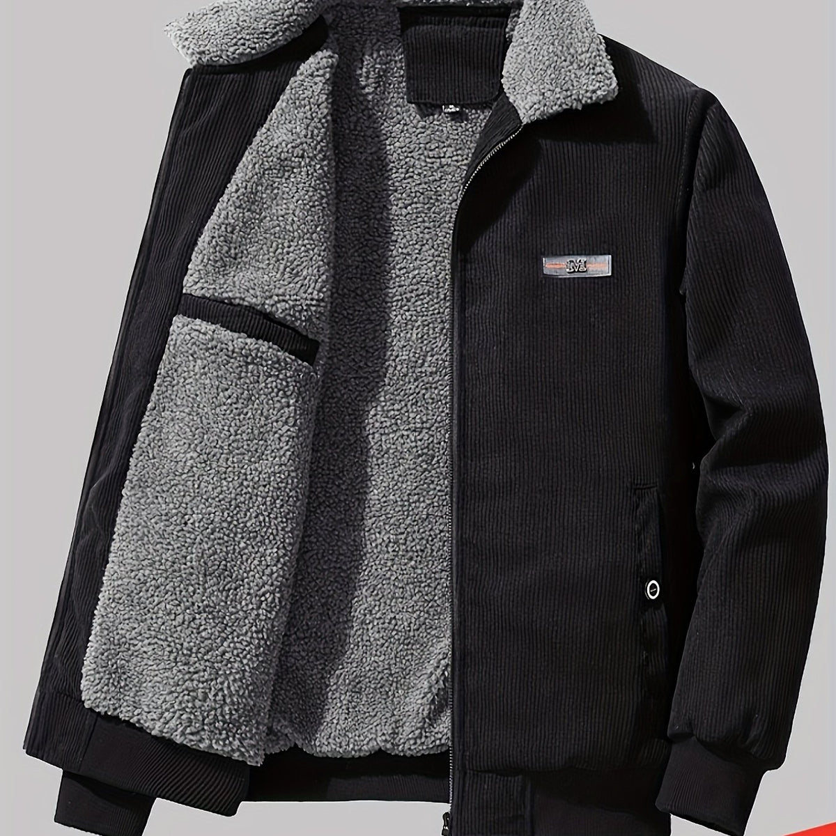 Chest Pockets Shirt Jacket with Sherpa Lining