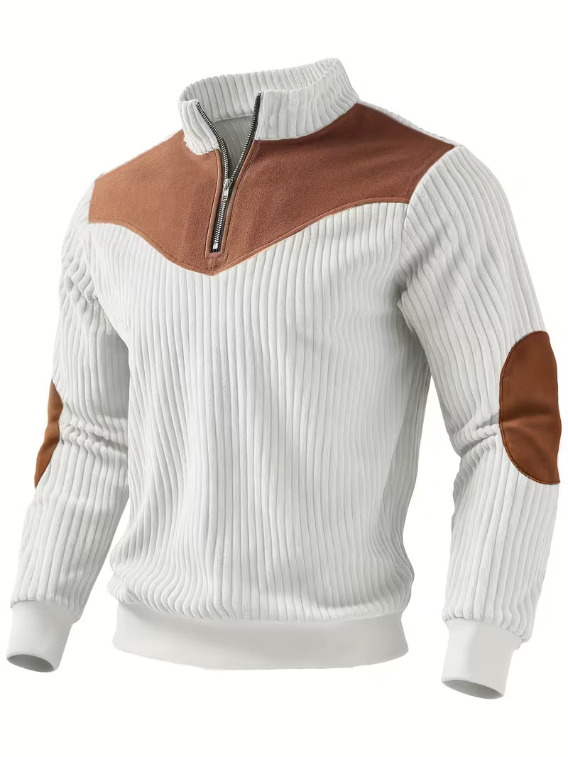 White Quarter Zip Sweater for men