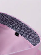 Mens dress shirt in Pink, close-up of the printed inner collar
