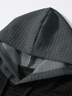 Mens hoodie in Silver, close-up of the waffle knit hood