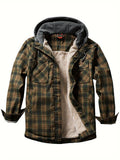 Olive Hooded Flannel Shirt Jacket for men