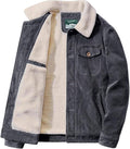 Gray Sherpa Lined Corduroy Jacket for men