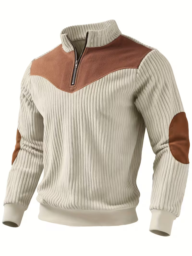 Cream Quarter Zip Sweater for men