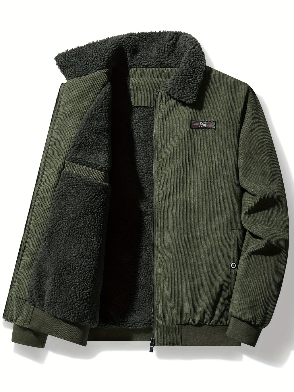 Chest Pockets Shirt Jacket with Sherpa Lining