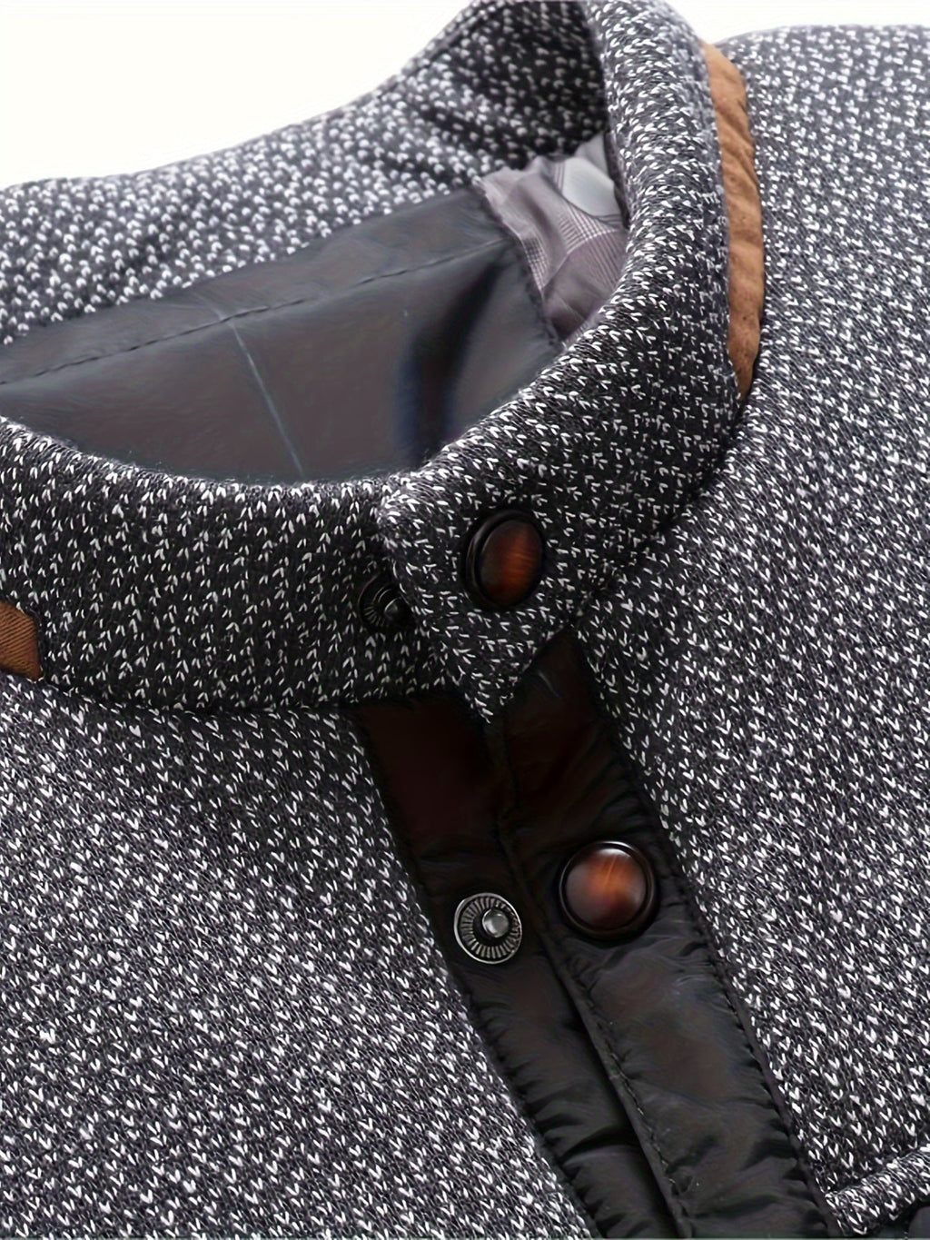 Knit Shoulder Quilted Jacket for Men, view 7