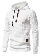 Mens waffle knit hoodie in White, three-quarter view