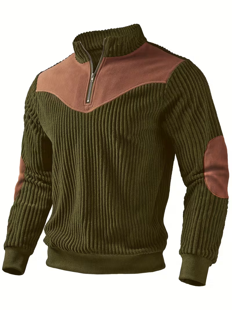 Olive Quarter Zip Sweater for men