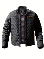 Black knit Shoulder Quilted Jacket for Men