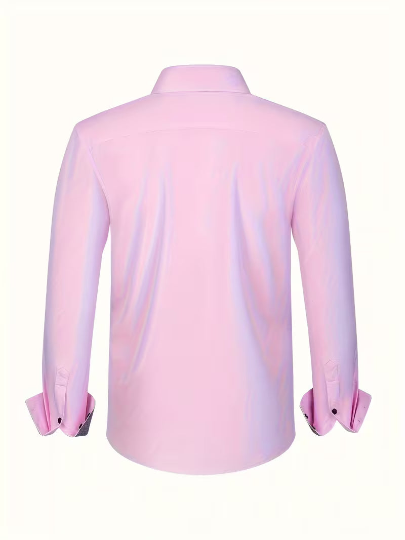 Mens dress shirt in Pink, back view