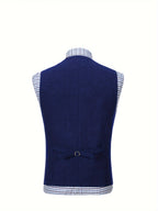 Herringbone Suit Vest for Men with Button Front