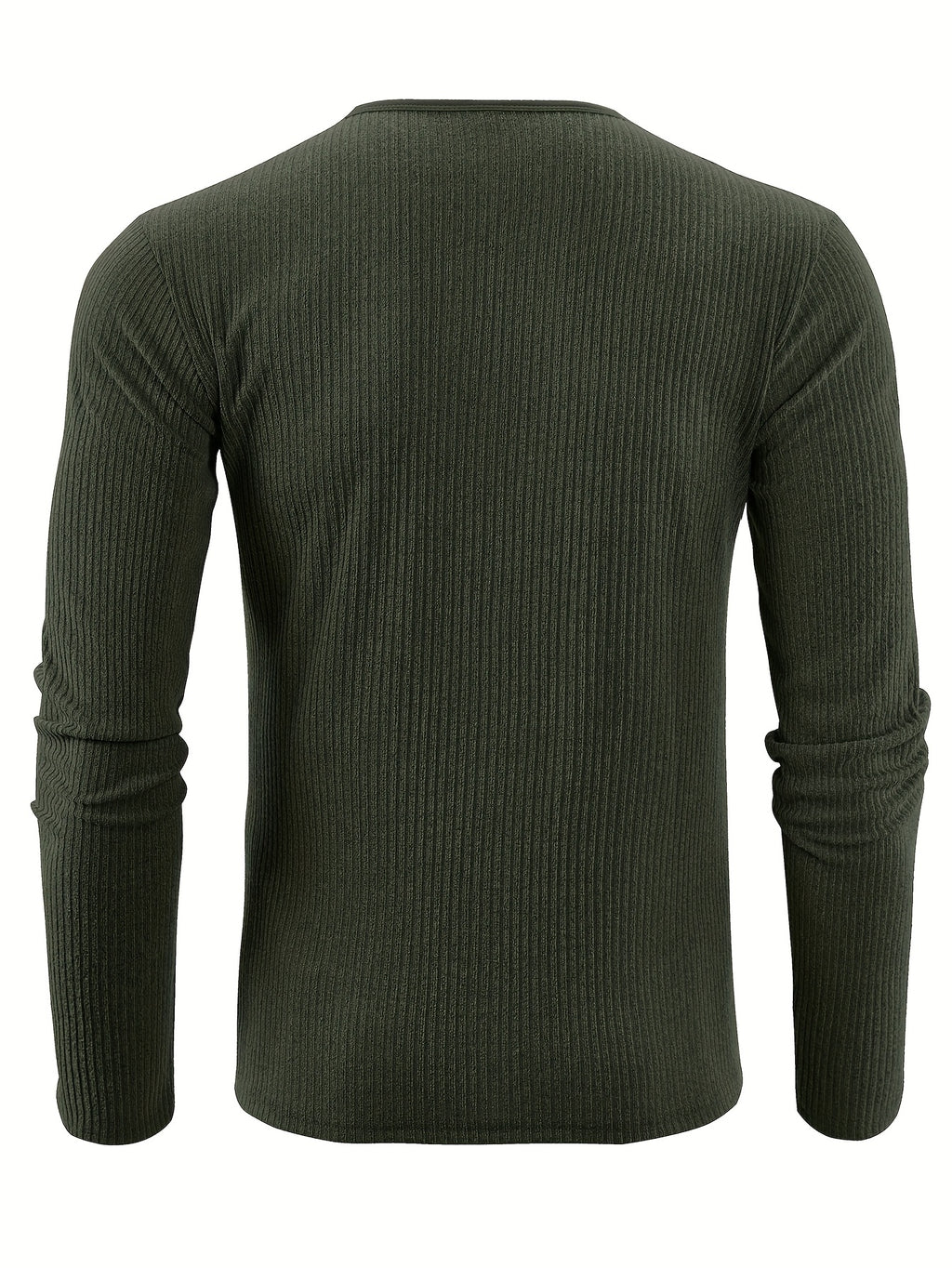 Ribbed Knit Henley Shirt with Button Placket