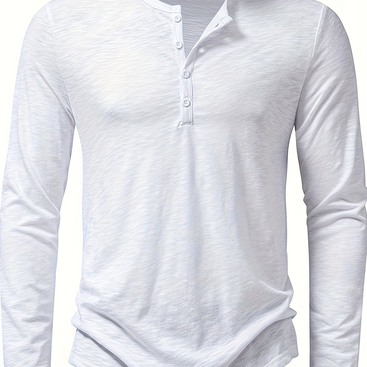 Curved Hem Henley Shirt with Button Placket