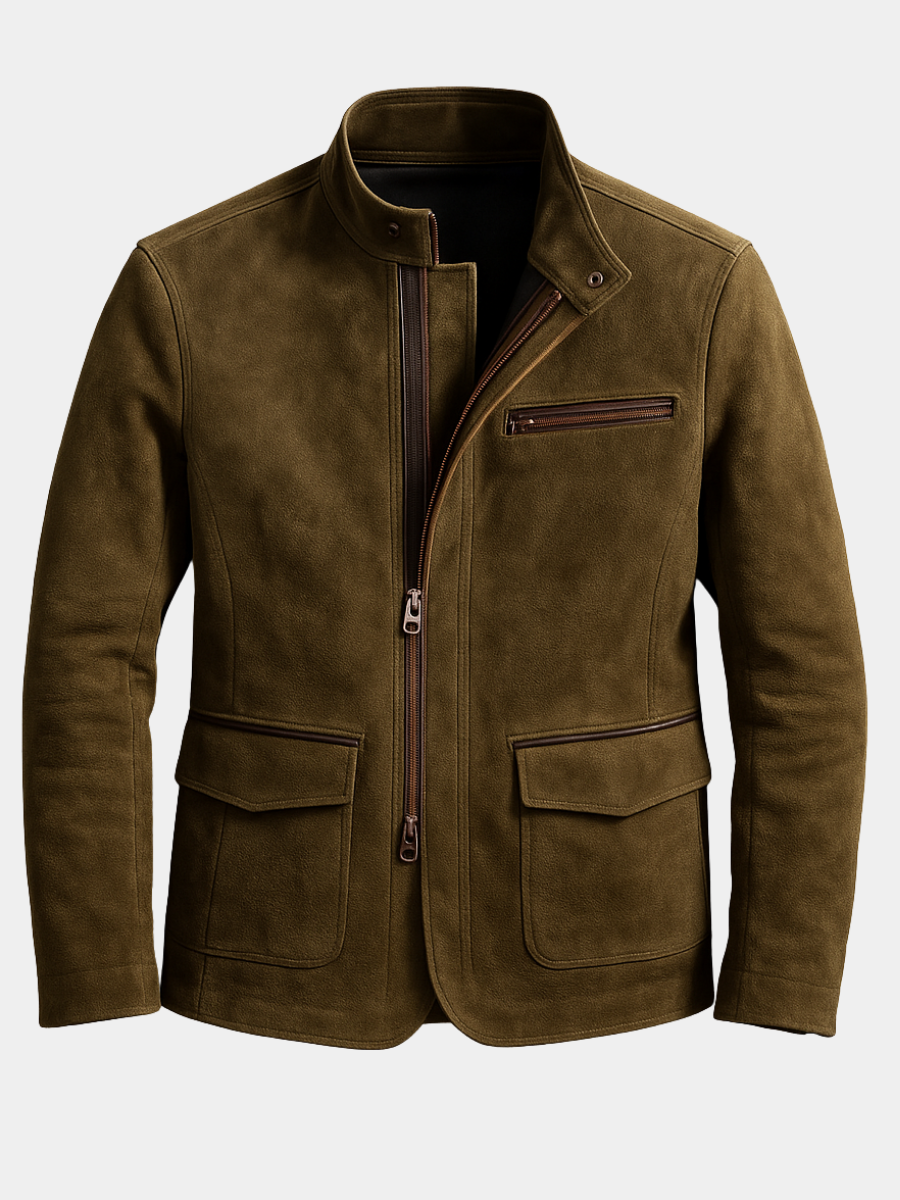 Stand Collar Suede Jacket for Men, view 1