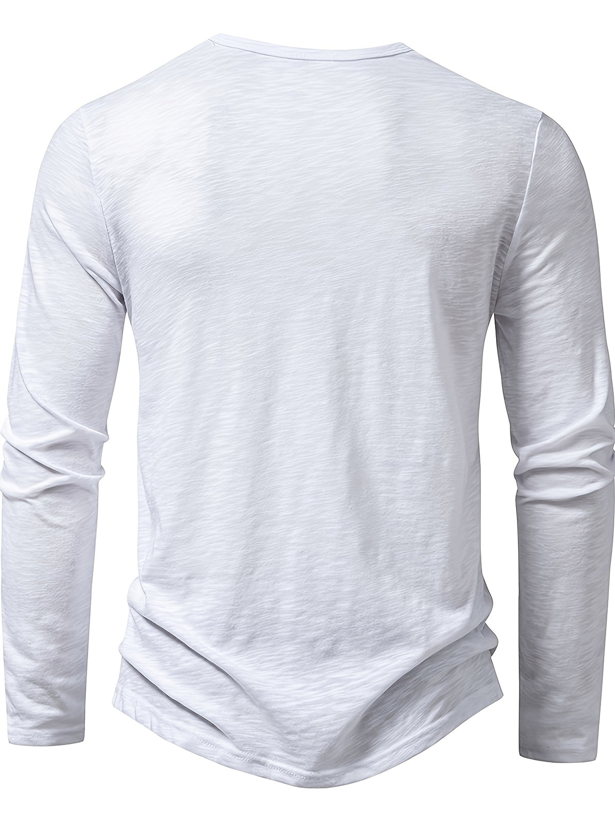 Curved Hem Henley Shirt with Button Placket