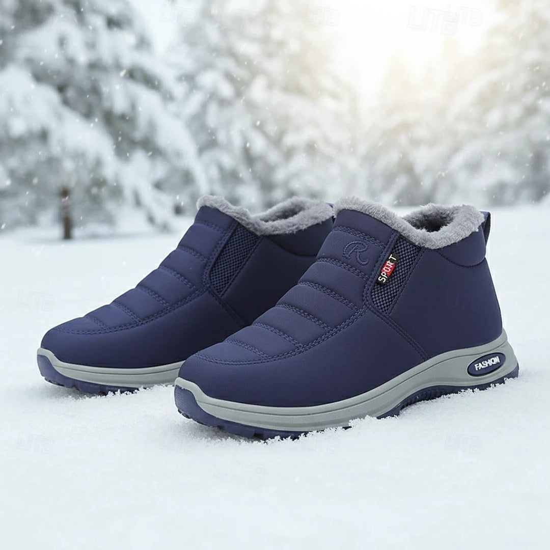 Quilted Snow Boots for Men with Faux Fur Collar