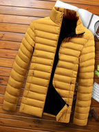 Lightweight Puffer Jacket for Men with Stand Collar