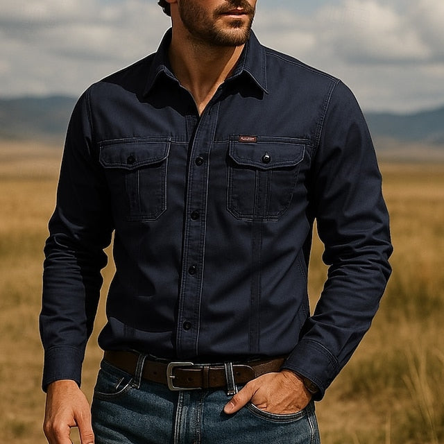 Twin Pocket Work Shirt for Men in Navy