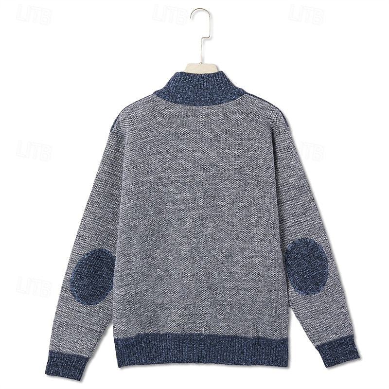 Suede Panel Zip Up Cardigan for Men, view 1