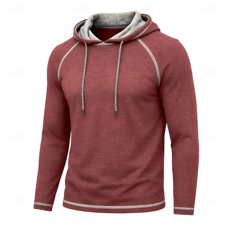 Mens pullover hoodie in Red, front view