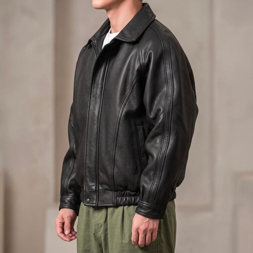Leather Bomber Jacket for men, detail 2