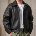 Black Leather Bomber Jacket for men